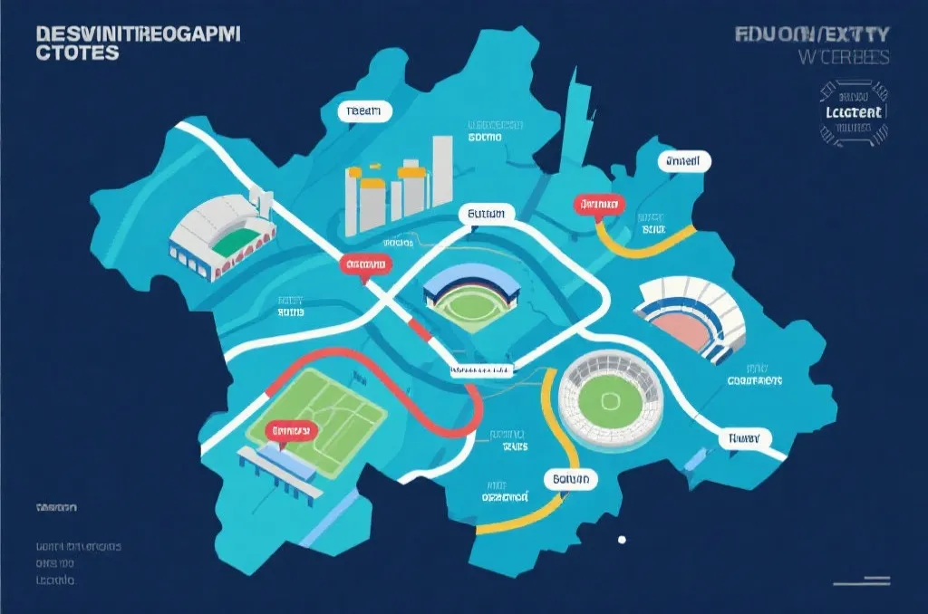 跨国主办的赛程地图示意